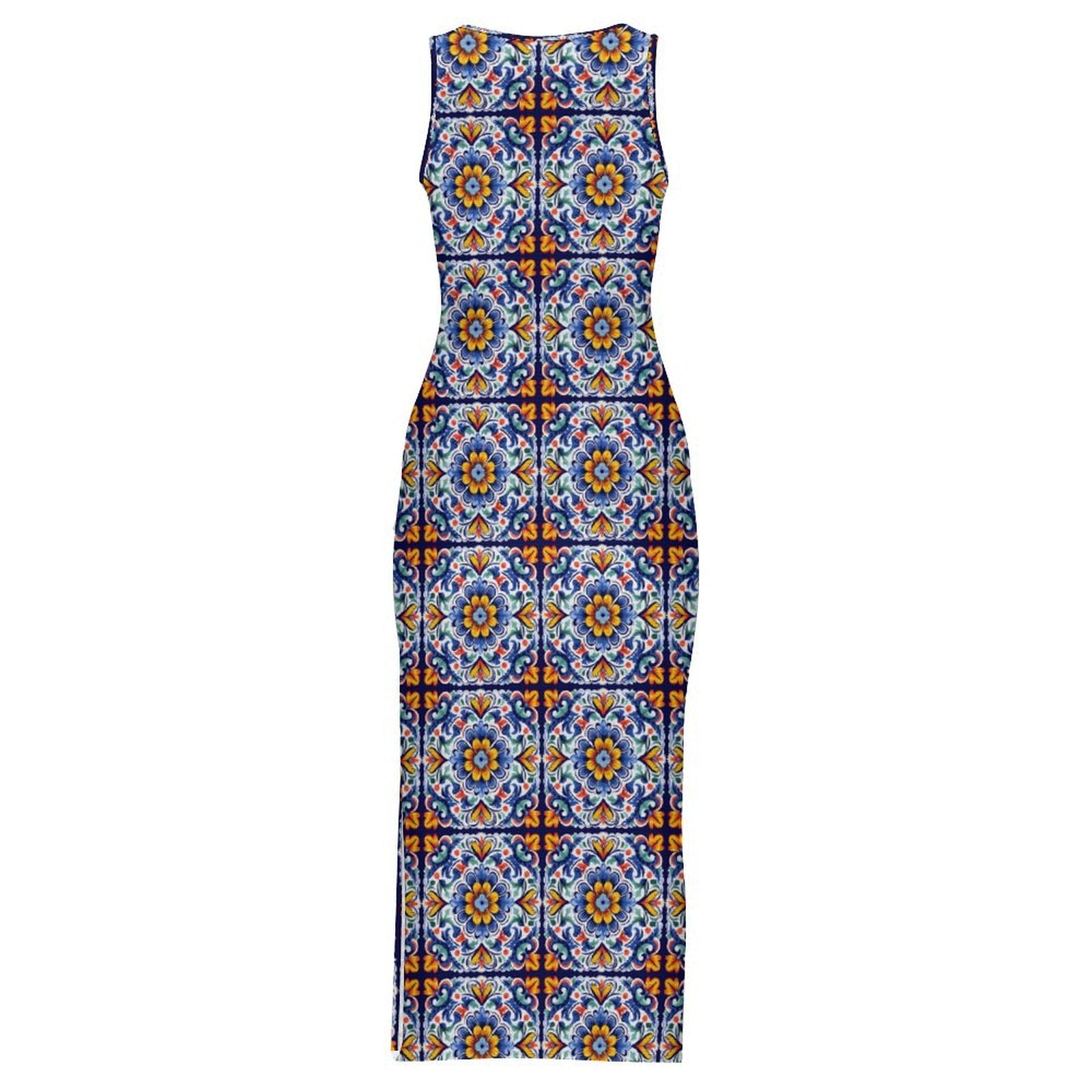 Baha Ranch Colores de Mexico Talavera Sleeveless Bodycon Side Slit Long Dress by Baha Ranch Western Wear - product image 6