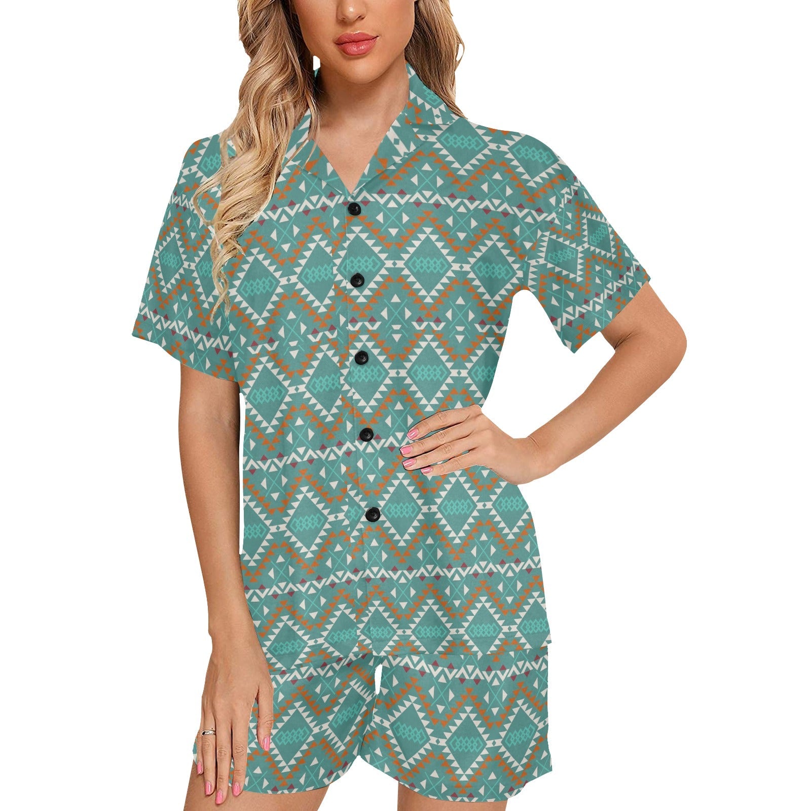 Baha Ranch Turquoise Aztec Western Women's Pajama Set by Baha Ranch Western Wear