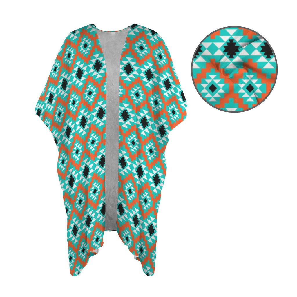 Baha Ranch Turquoise Aztec Duster Kimono Coverup by Baha Ranch Western Wear - product image 4