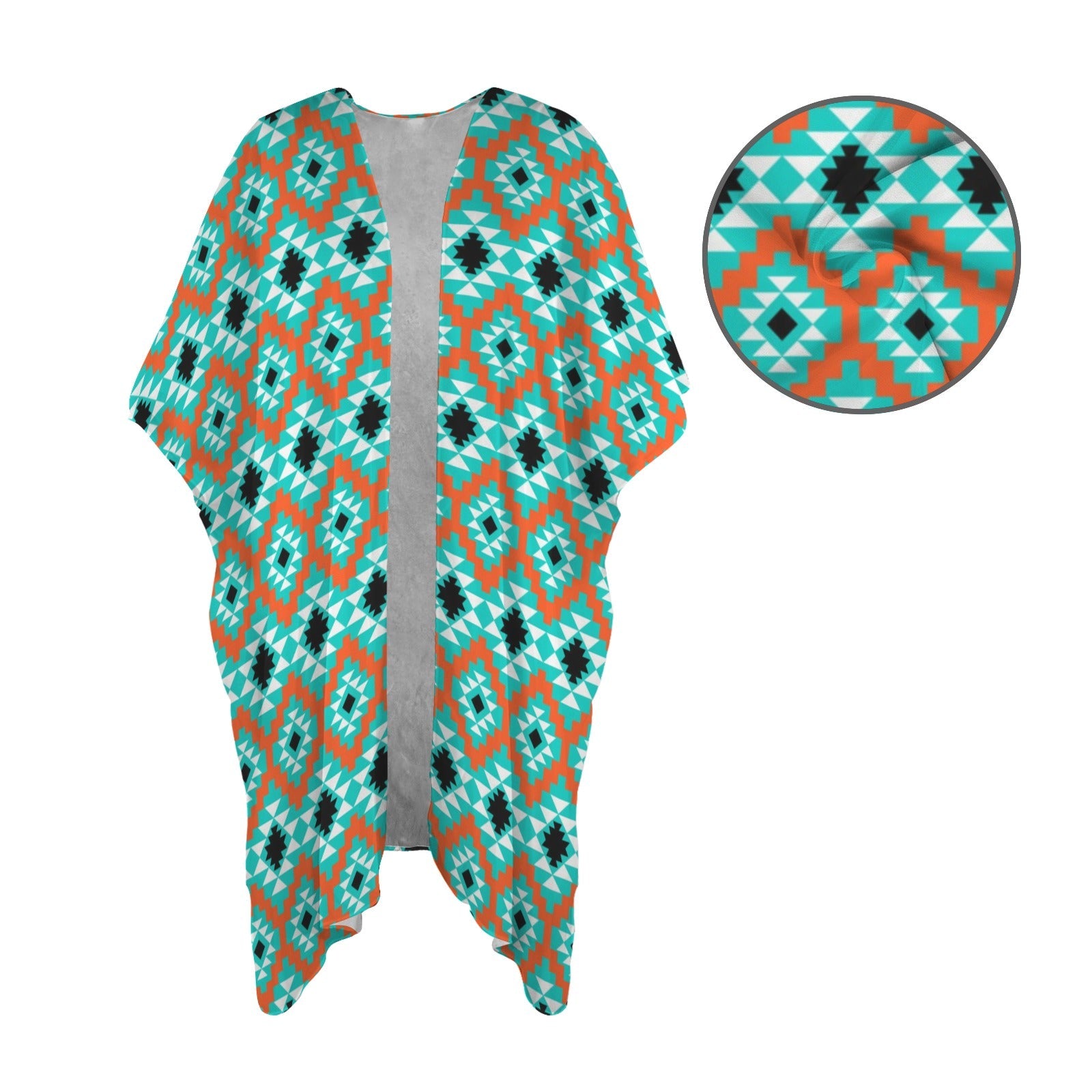 Baha Ranch Turquoise Aztec Duster Kimono Coverup by Baha Ranch Western Wear - product image 4
