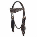 HILASON Western Genuine Leather Horse Headstall Tack Dark Brown Floral
