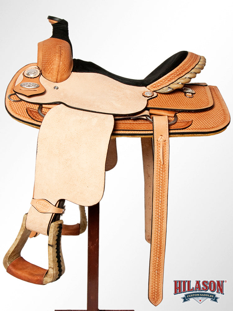 HILASON Western Horse Saddle American Leather Basketweave Ranch Roping Cowboy | Hand Tooled Wade & For Horses
