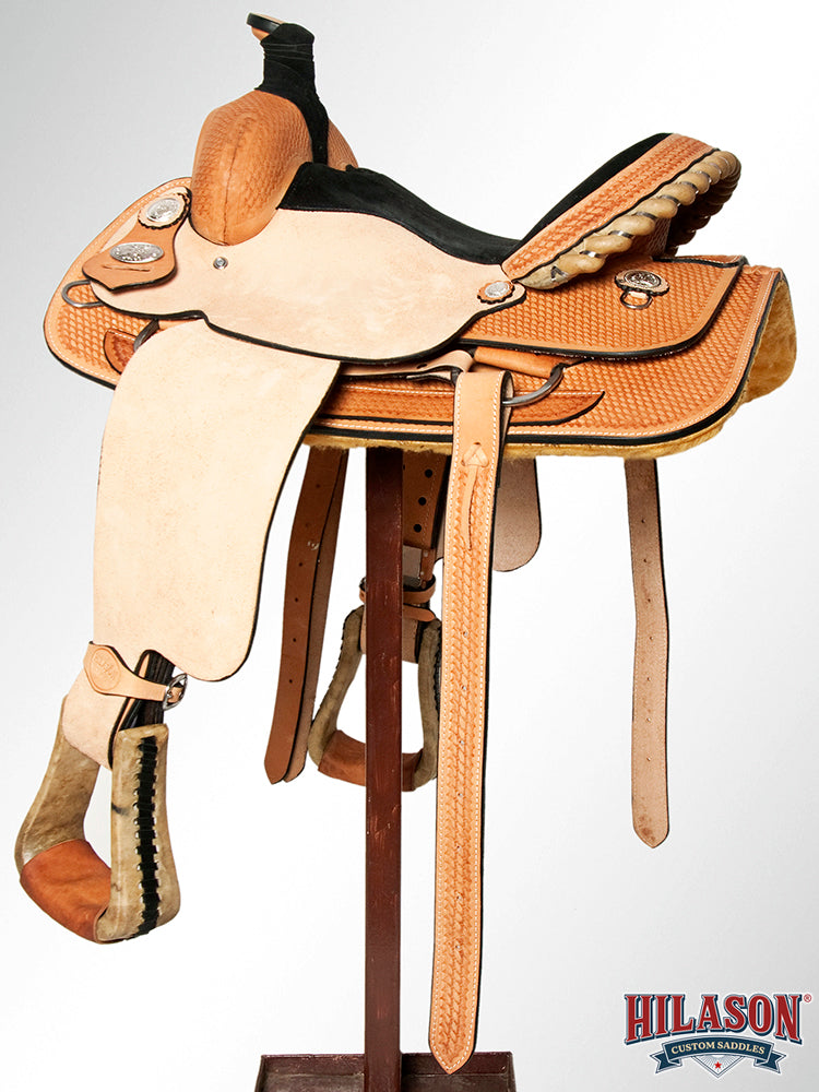 HILASON Western Horse Saddle American Leather Basketweave Ranch Roping Cowboy | Hand Tooled Wade & For Horses