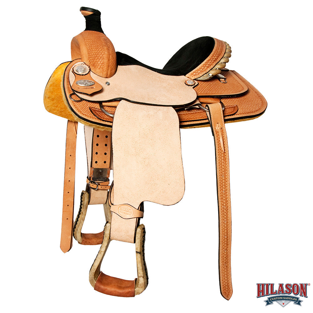 Hilason Western Horse Saddle American Leather Basketweave Ranch Roping Cowboy