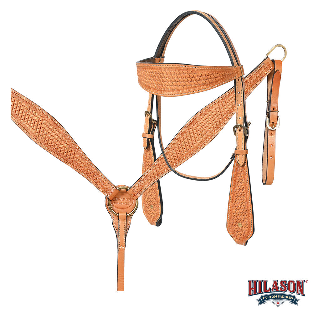 Hilason Western Horse Saddle American Leather Basketweave Ranch Roping Cowboy