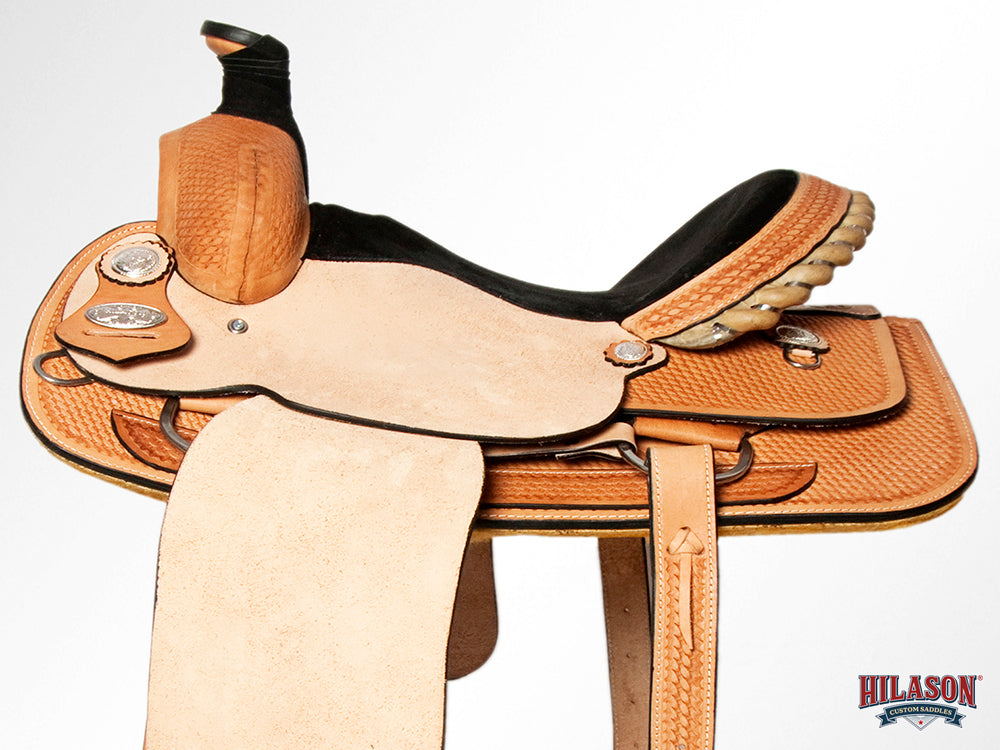 Hilason Western Horse Saddle American Leather Basketweave Ranch Roping Cowboy