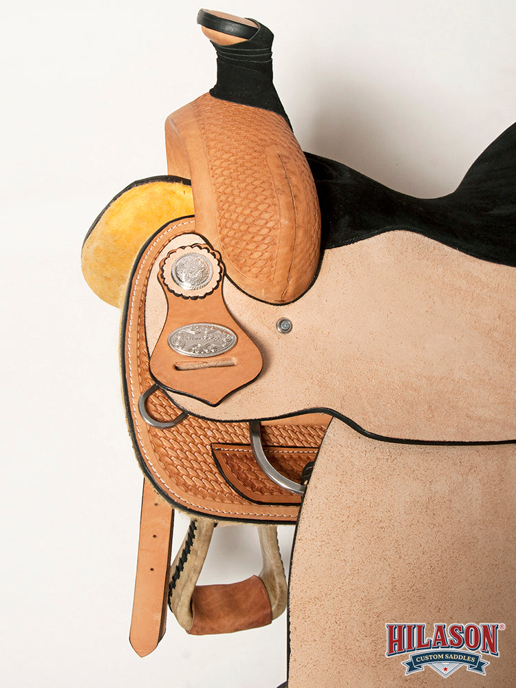 Hilason Western Horse Saddle American Leather Basketweave Ranch Roping Cowboy