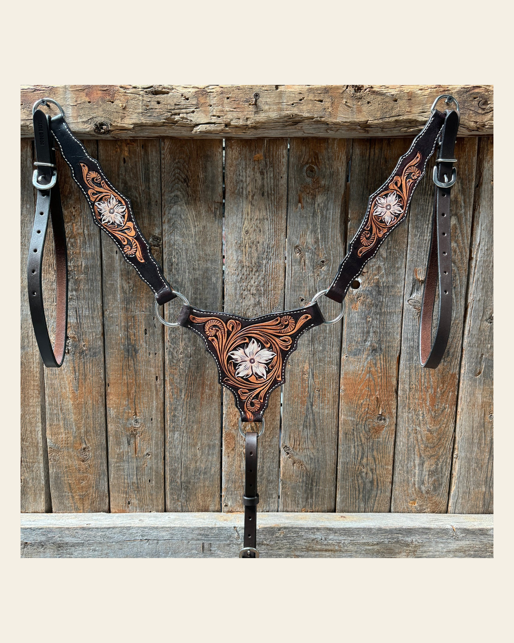 Triple Tone Floral Triangle / Gladiator Breastcollar #56275 on a warm cream background