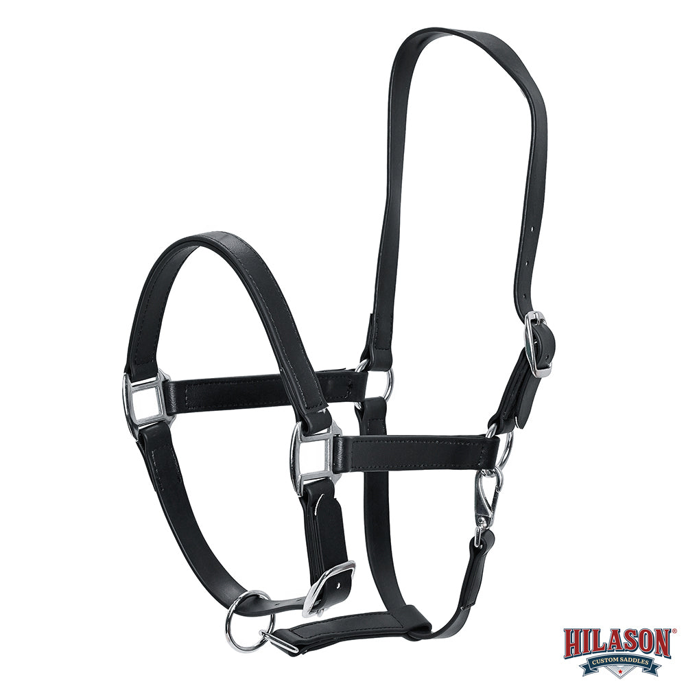 Hilason Western Horse Genuine Leather Halter with Adjustable Fit Durable Hardware Black