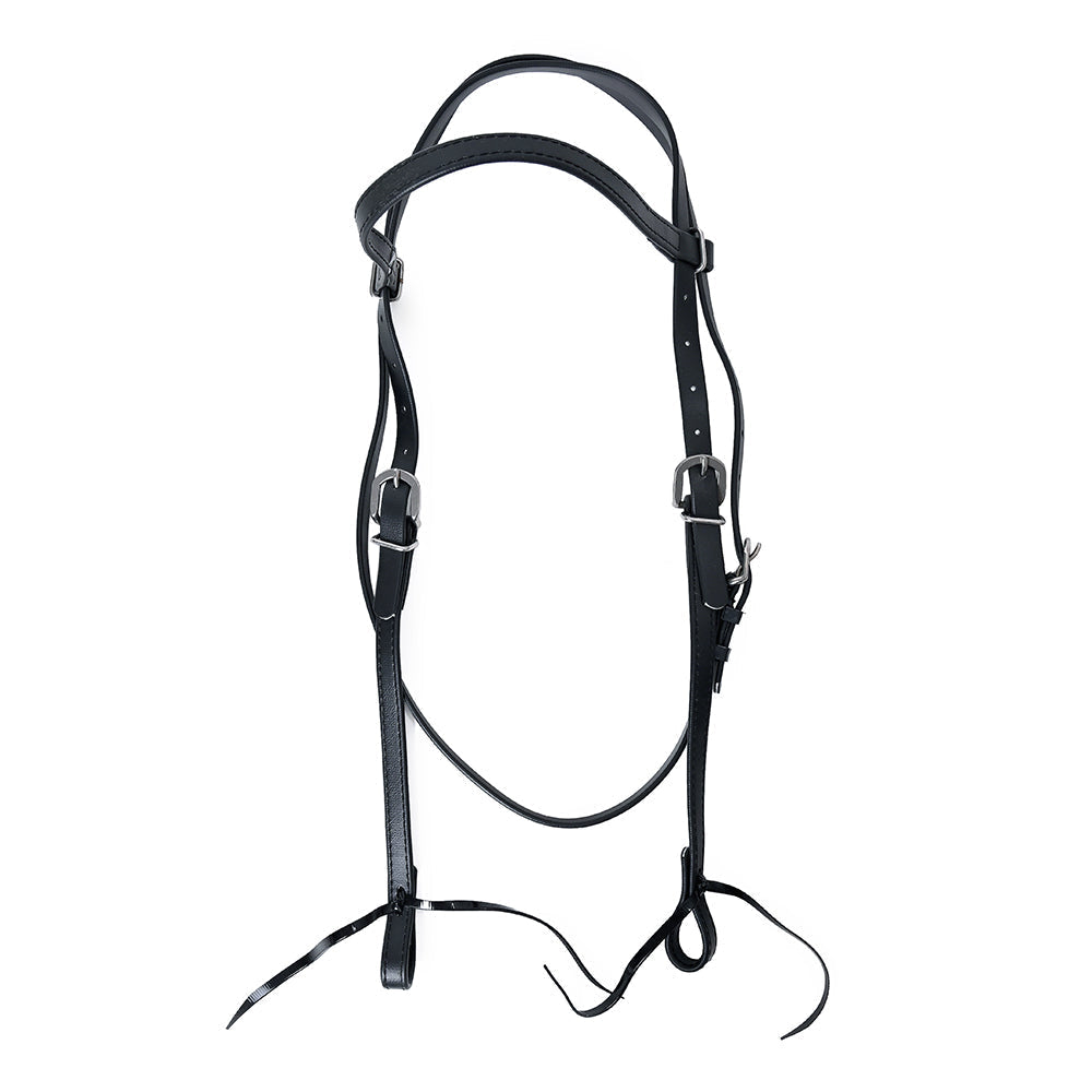 Western Horse Genuine Leather Headstall Tack Plain Black