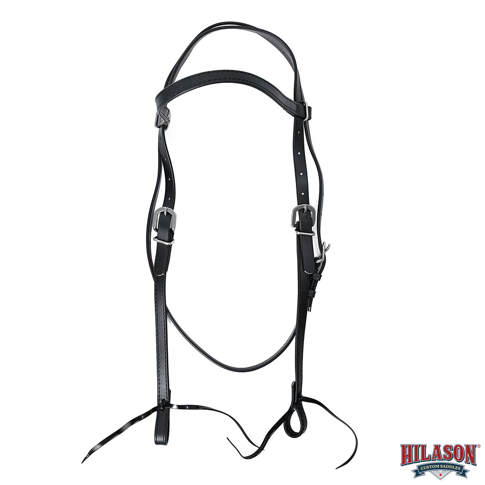 Western Horse Genuine Leather Headstall Tack Plain Black