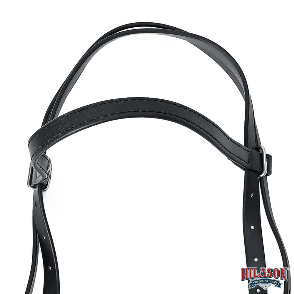 Western Horse Genuine Leather Headstall Tack Plain Black