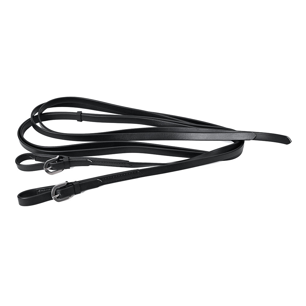 Hilason Genuine Black Leather Horse Reins with Buckle Ends – Durable & Adjustable Riding Tack