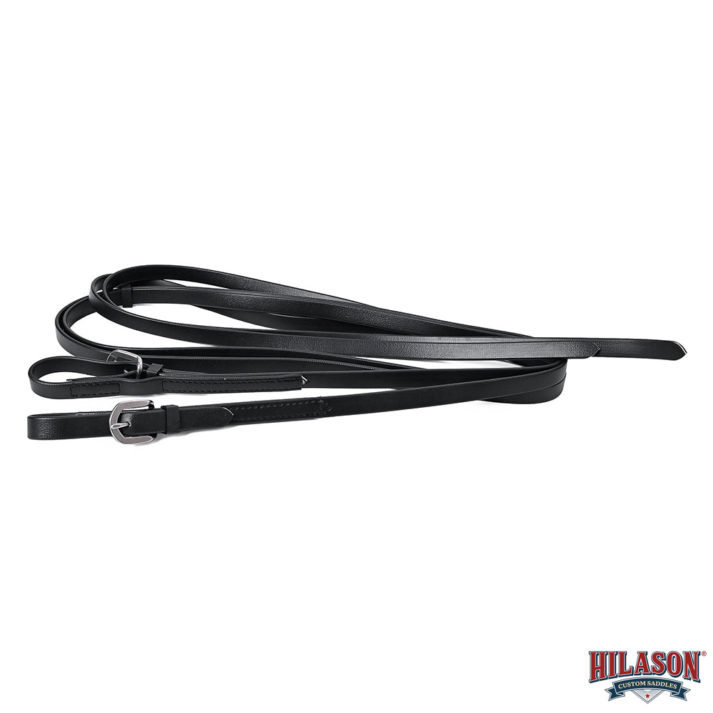 Hilason Genuine Black Leather Horse Reins with Buckle Ends – Durable & Adjustable Riding Tack