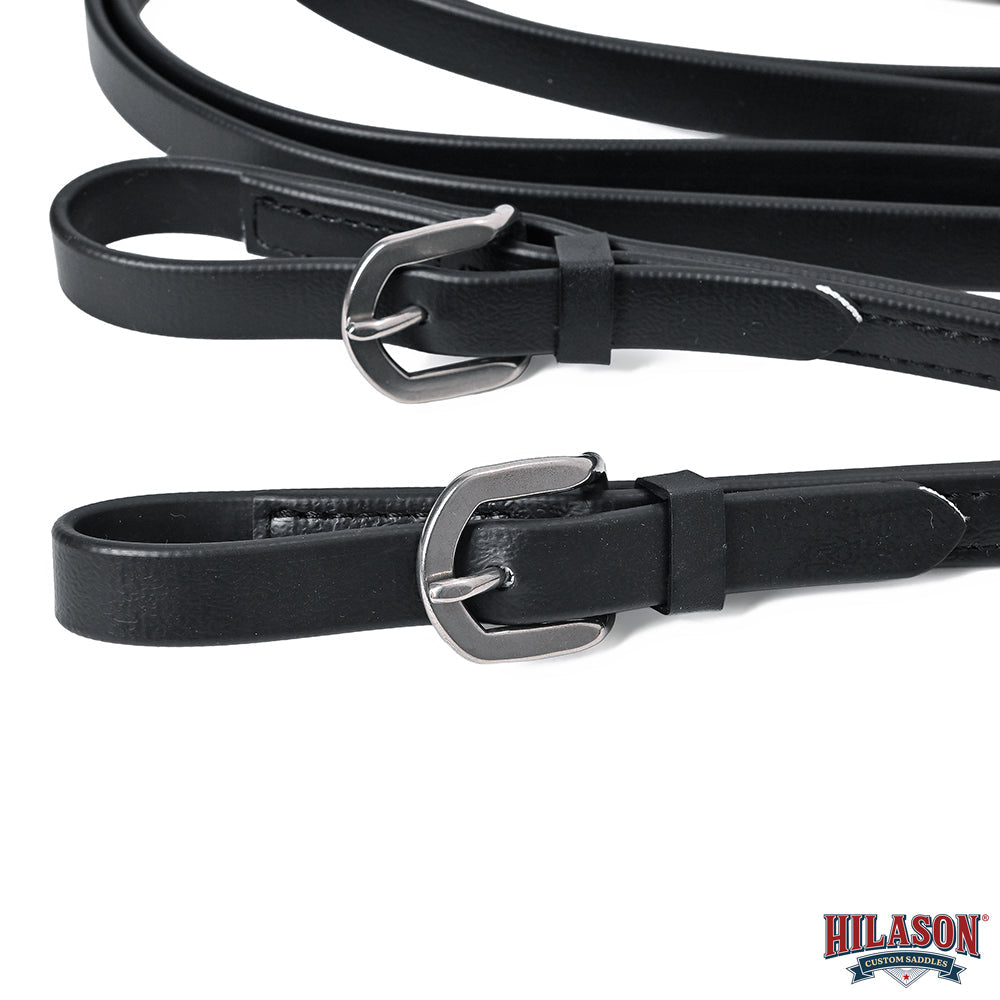 Hilason Genuine Black Leather Horse Reins with Buckle Ends – Durable & Adjustable Riding Tack