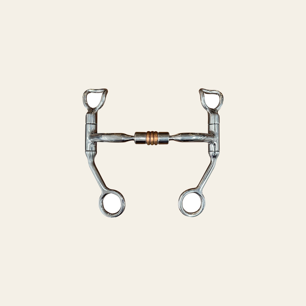 BAR H EQUINE 5 In Mouth Curb Bit Stainless Steel w/ Copper Ring