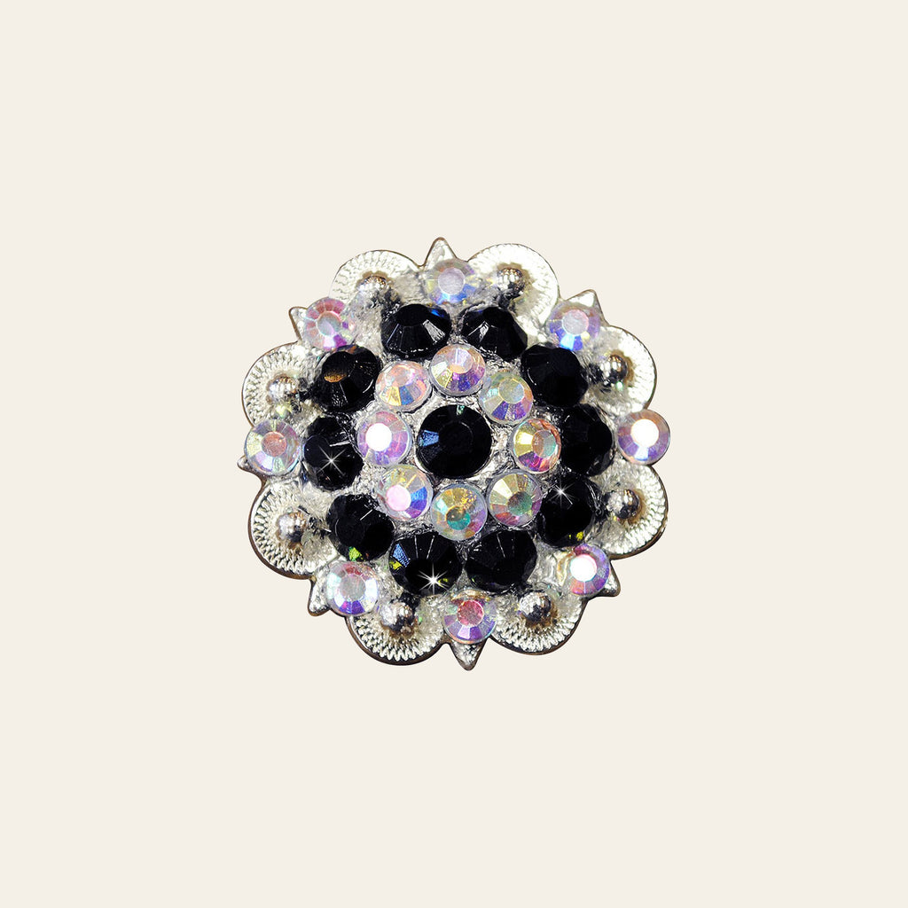 HILASON Western Screw Back Concho Black Ab Crystals Saddle and Stone Color | Bridle Conchos Slotted