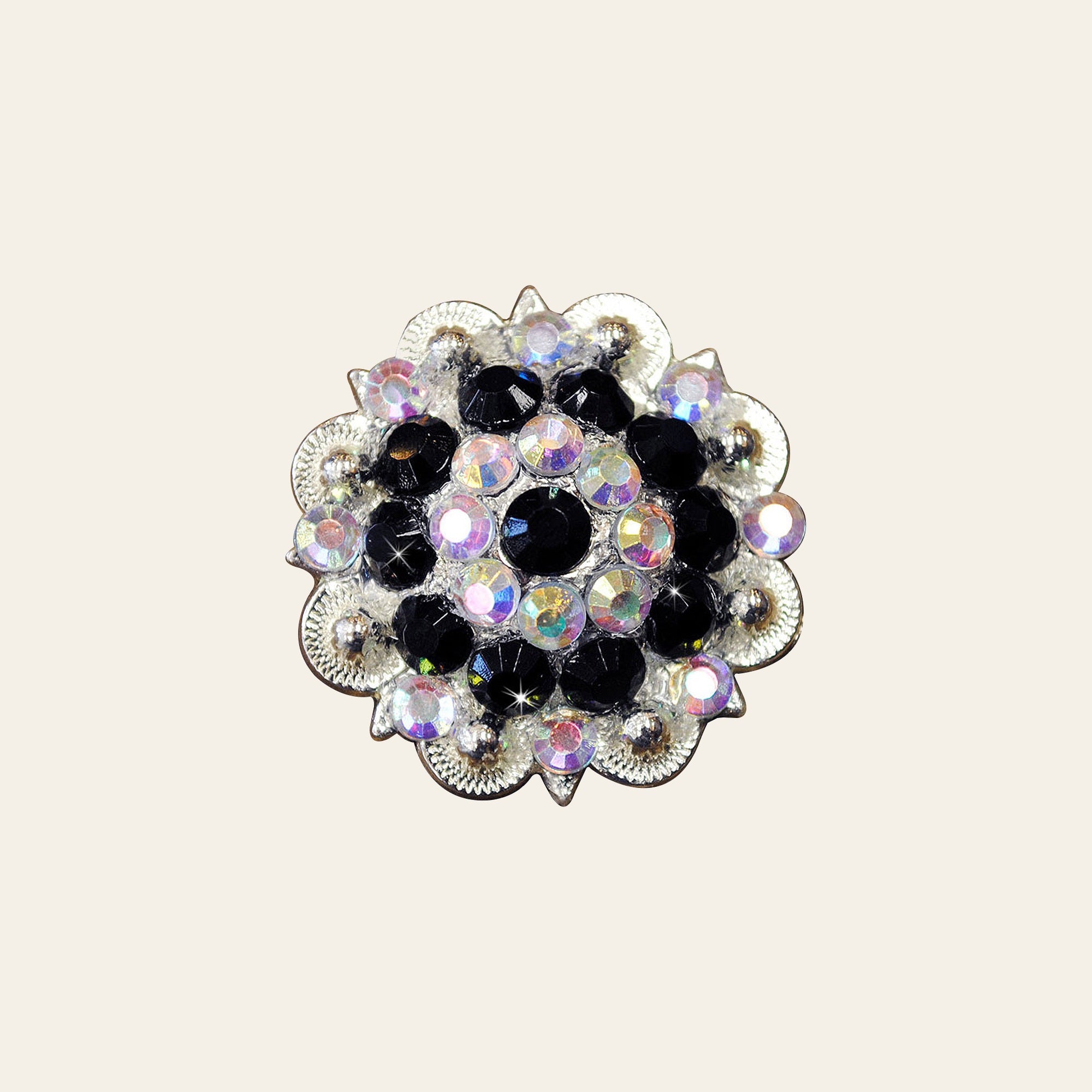 HILASON Western Screw Back Concho Black Ab Crystals Saddle and Stone Color | Bridle Conchos Slotted