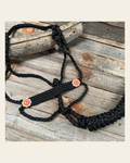 Black and Neon Orange Mule Tape Halter - #MT118 on a warm cream background