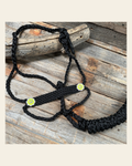 Black and Neon Yellow Mule Tape Halter - #MT117 on a warm cream background