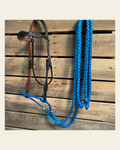 Black Basketweave Blue Loping Hackamore #LHK003 on a warm cream background