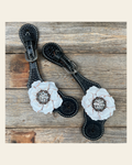 Black Basketweave Spur Straps #SS100 on a warm cream background