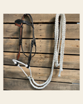 Black Basketweave White Loping Hackamore #LHK004 on a warm cream background