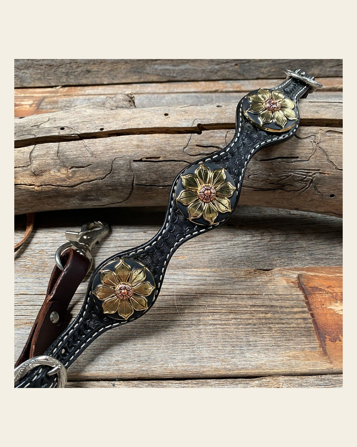 Black Basketweave Wither Strap #WS1005 on a warm cream background