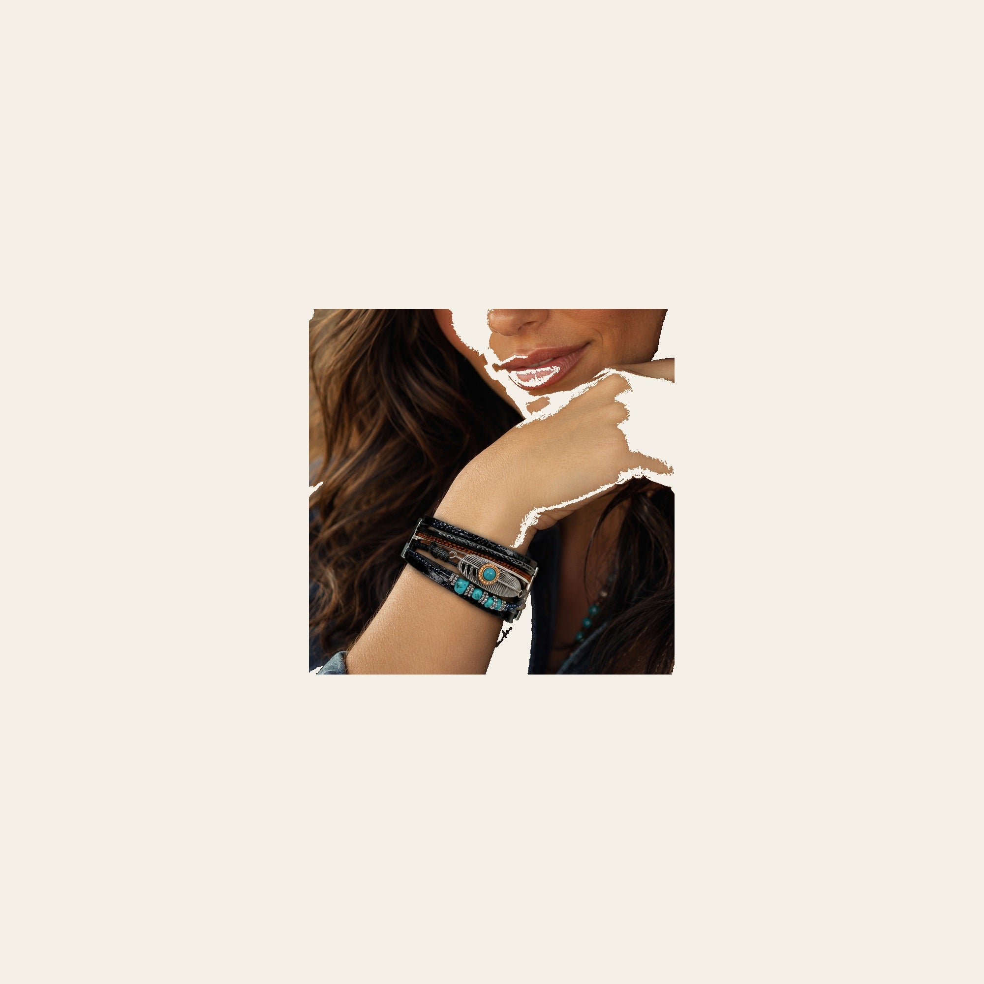 Black Boho Multi Strand Wrap Bracelet