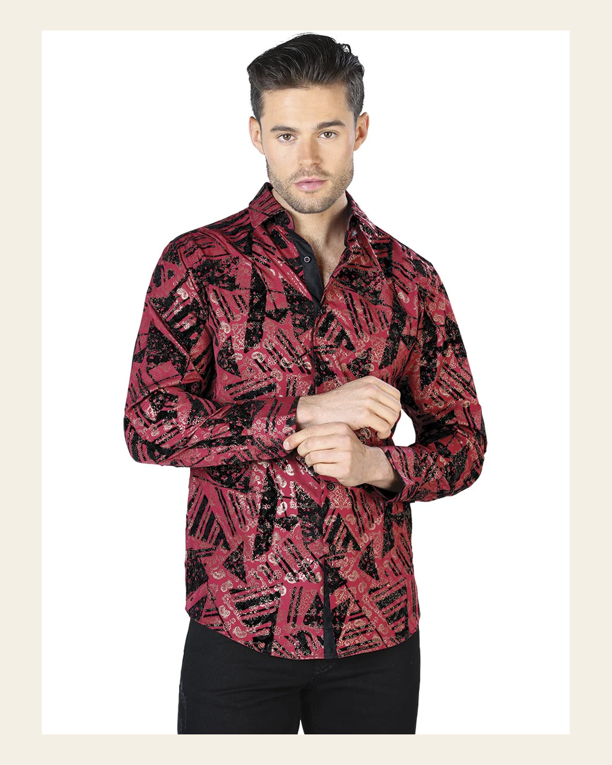 Black Brick Casual Long Sleeve Shirt 44052 on a warm cream background