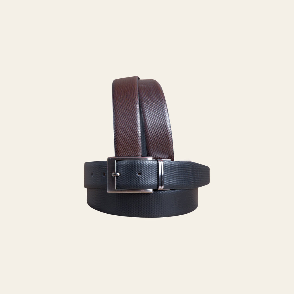 HILASON Black Brown Reversible Texture Leather Dress Belt Genuine Formal | Mens Belts Western Casual Heavy Duty for Men