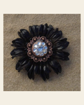 Black Daisy Flower With Copper Clear 1" Concho on a warm cream background