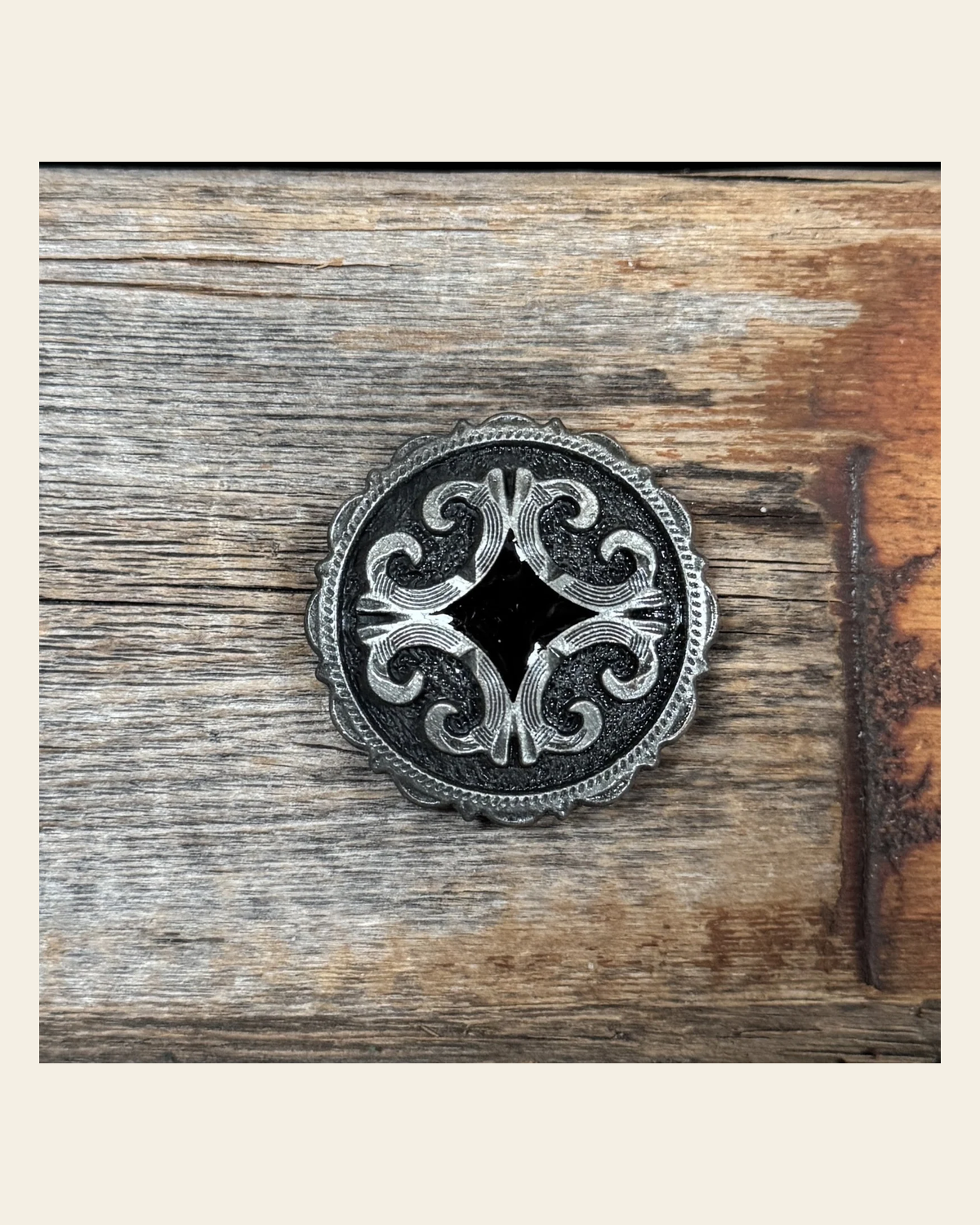 Black Diamond Antique Silver 1.5" Concho W213L on a warm cream background