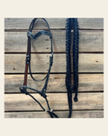 Black Floral V-Brow Black Loping Hackamore #LHK027 on a warm cream background