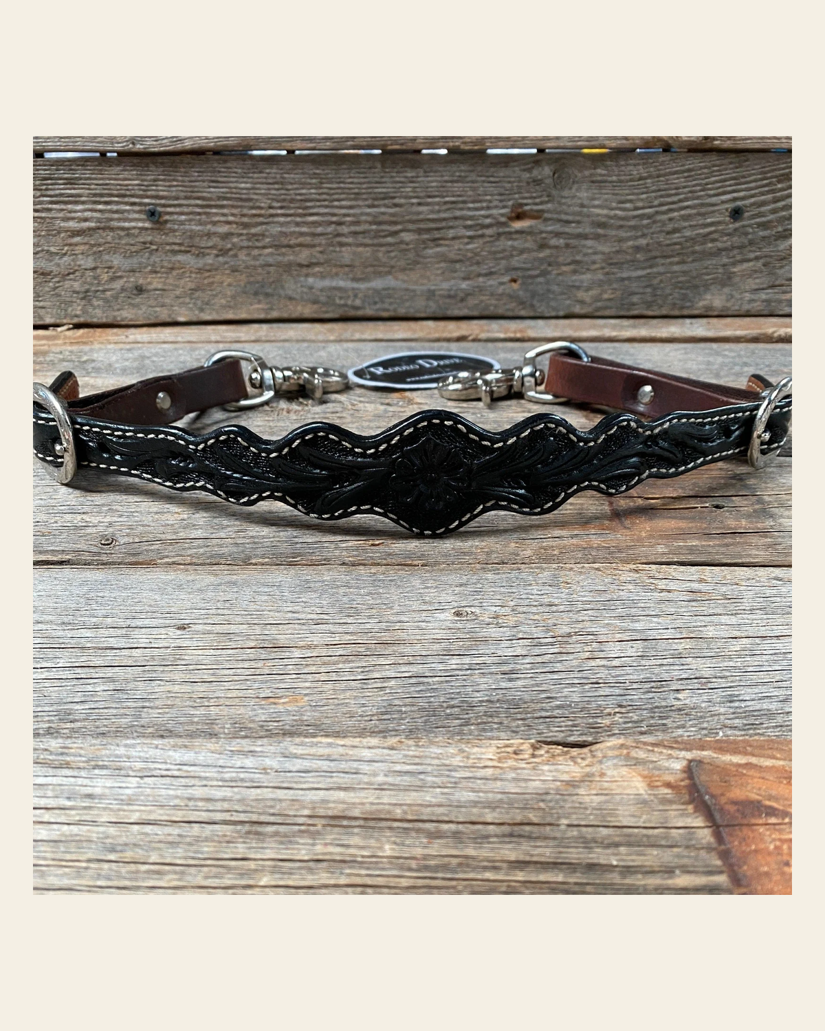 Black Floral Wither Strap #WSFB on a warm cream background