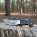Damascus Skinner Knife Green Black Micarta Handle 3 Inch Blade