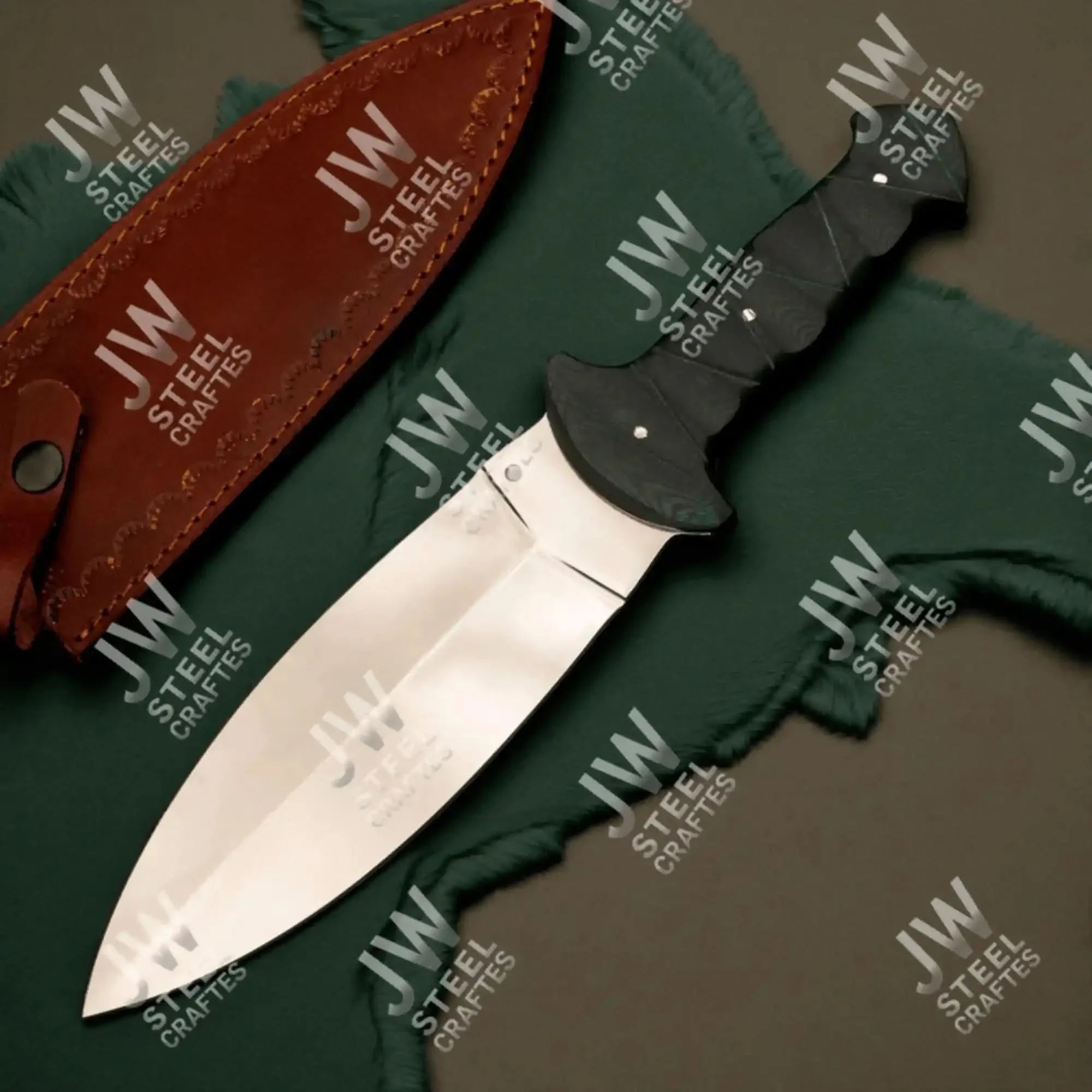 Hand-Forged J2 Stainless Steel Outdoor Utility Knife – Micarta Handle, Leather Sheath