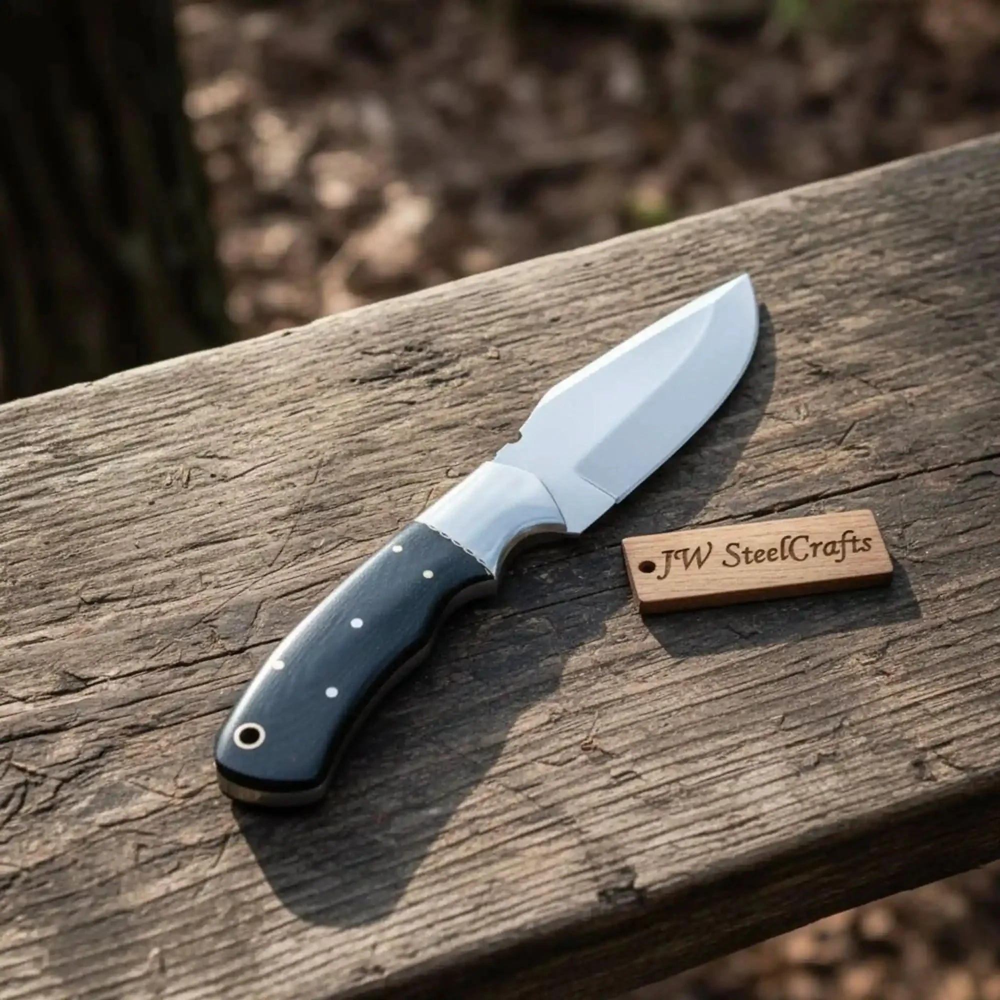 Drop Point Hunting Knife Stainless Steel Blade Black Micarta Handle Fixed Blade Field Knife