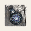 Black Key Chain with Light Sapphire and Lilac European Crystal Concho