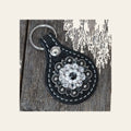 Black Key Chain with Jet and Pearl European Crystal Concho