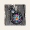 Black Key Chain with Tie Dye European Crystal Concho
