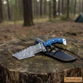 Slate Ridge Tanto Tracker Knife 10" Handmade Twisted Damascus Blade