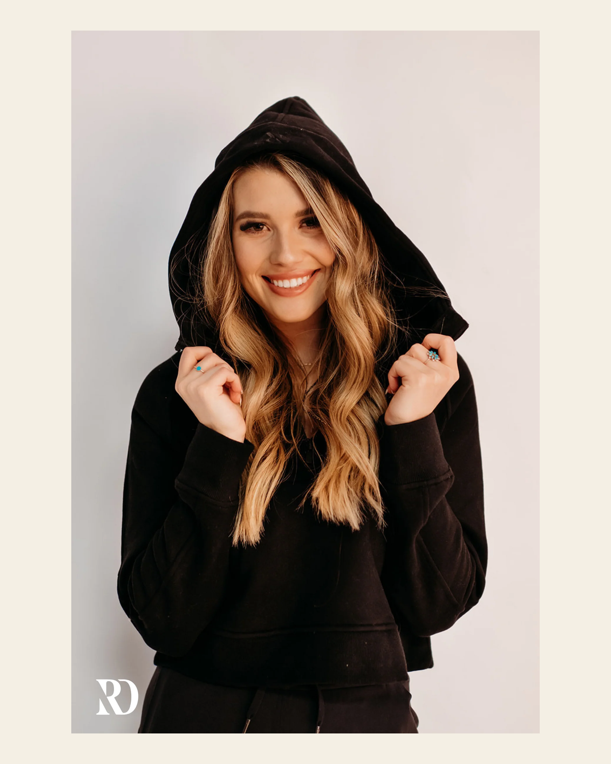 Level Up Hoodie | Black on a warm cream background