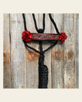 Black Mule Tape Halter - Red Rose #MT200 on a warm cream background
