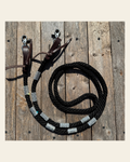Black Nylon Barrel Racing Reins with Rhinestones #BNR110 on a warm cream background