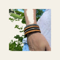 Black Shimmer & Braid Fashion Leather Bracelet XI101