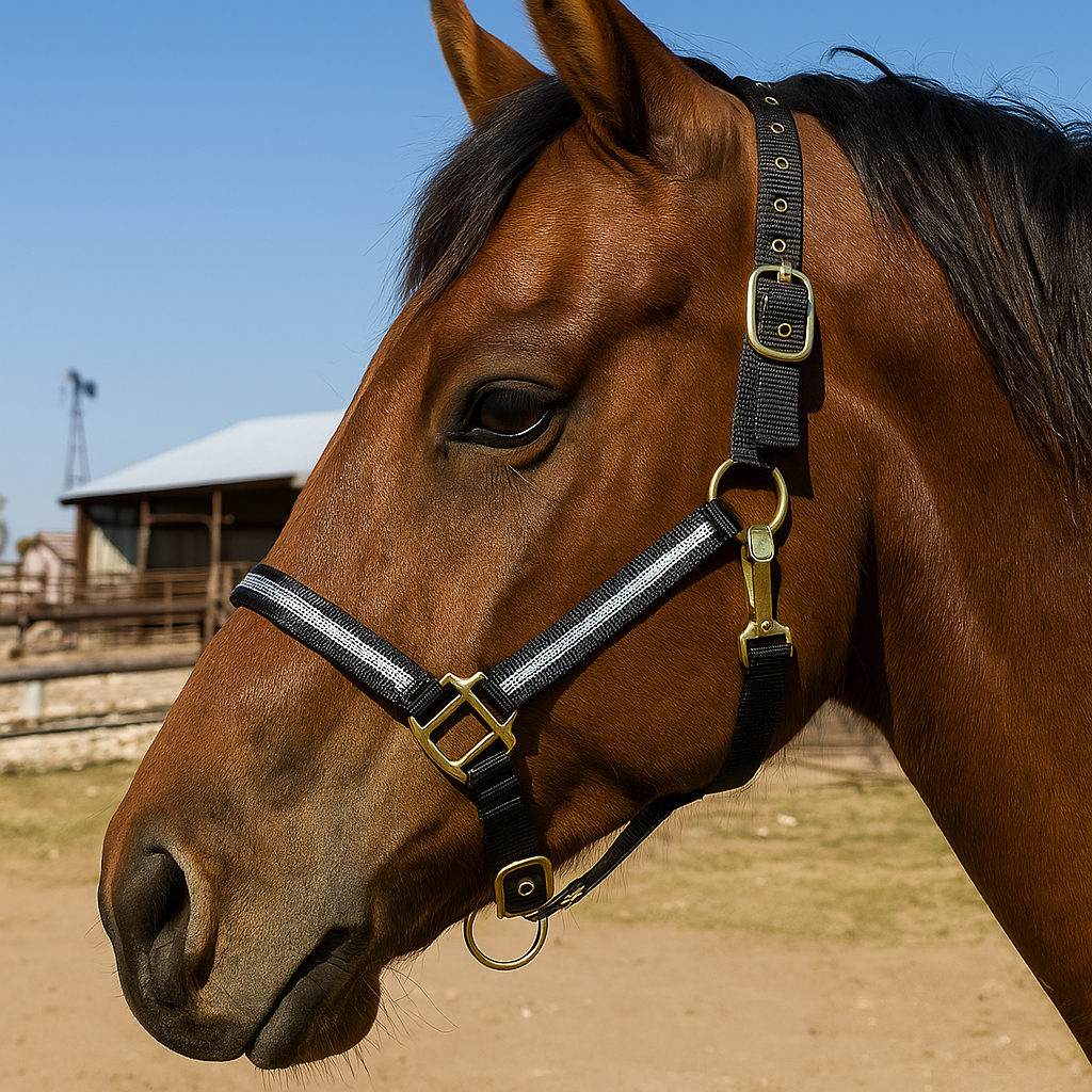 Black Bling Nylon Horse Halter BNHBLK — view 2