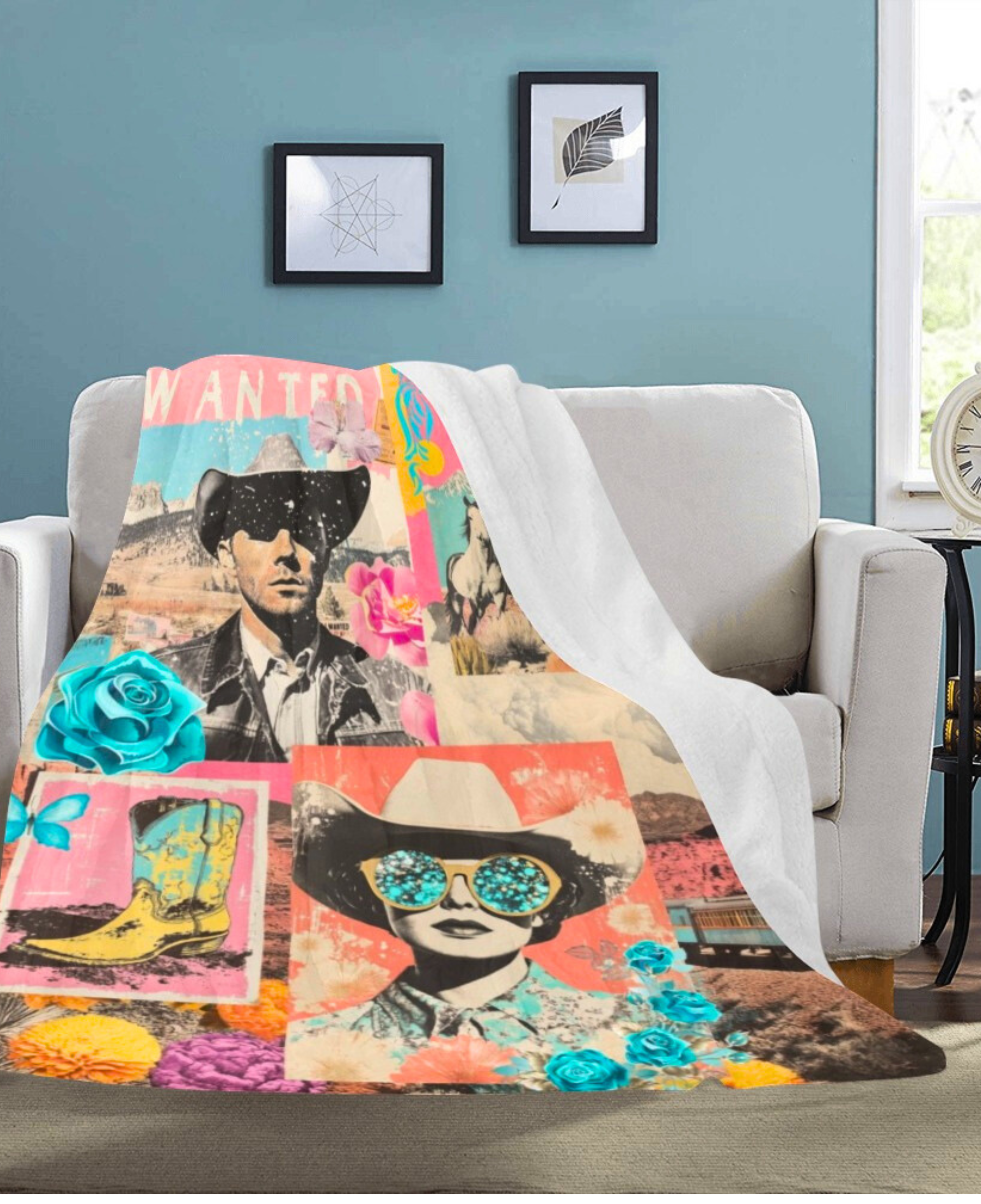 Baha Ranch Pop Western Collage Throw Blanket Ultra-Soft Micro Fleece Blanket 60" x 80" Made in America by Baha Ranch...