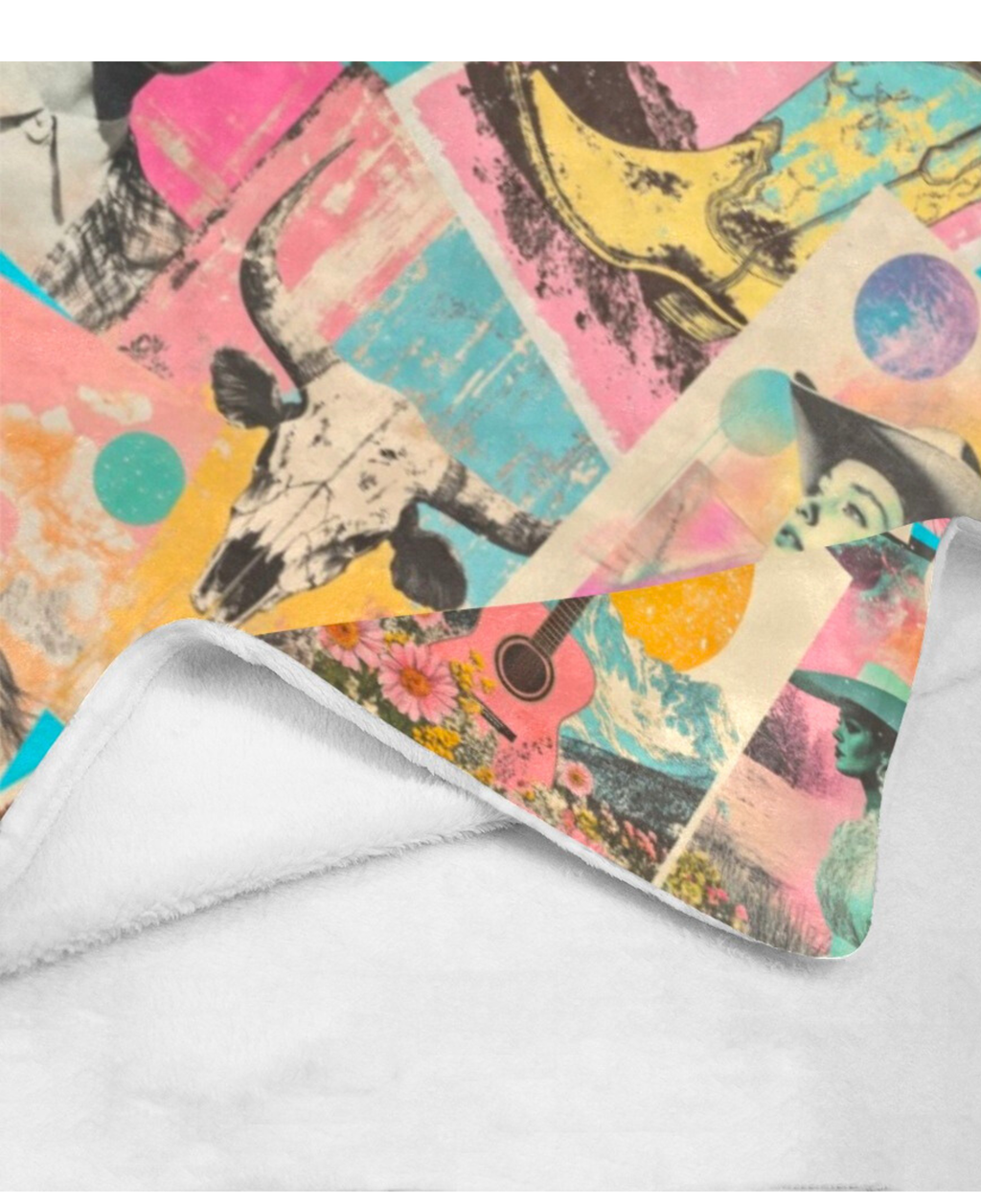 Baha Ranch Pop Western Retro Cowgirl Collage Throw Blanket 60" x 80" Made in America by Baha Ranch Western Wear - product...