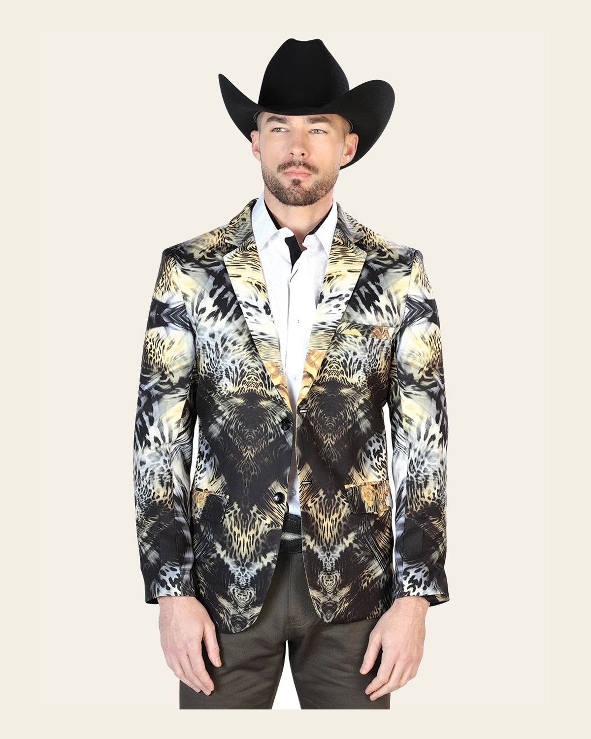 Blazer Senor De Los Cielos Lycra Black 43997 on a warm cream background